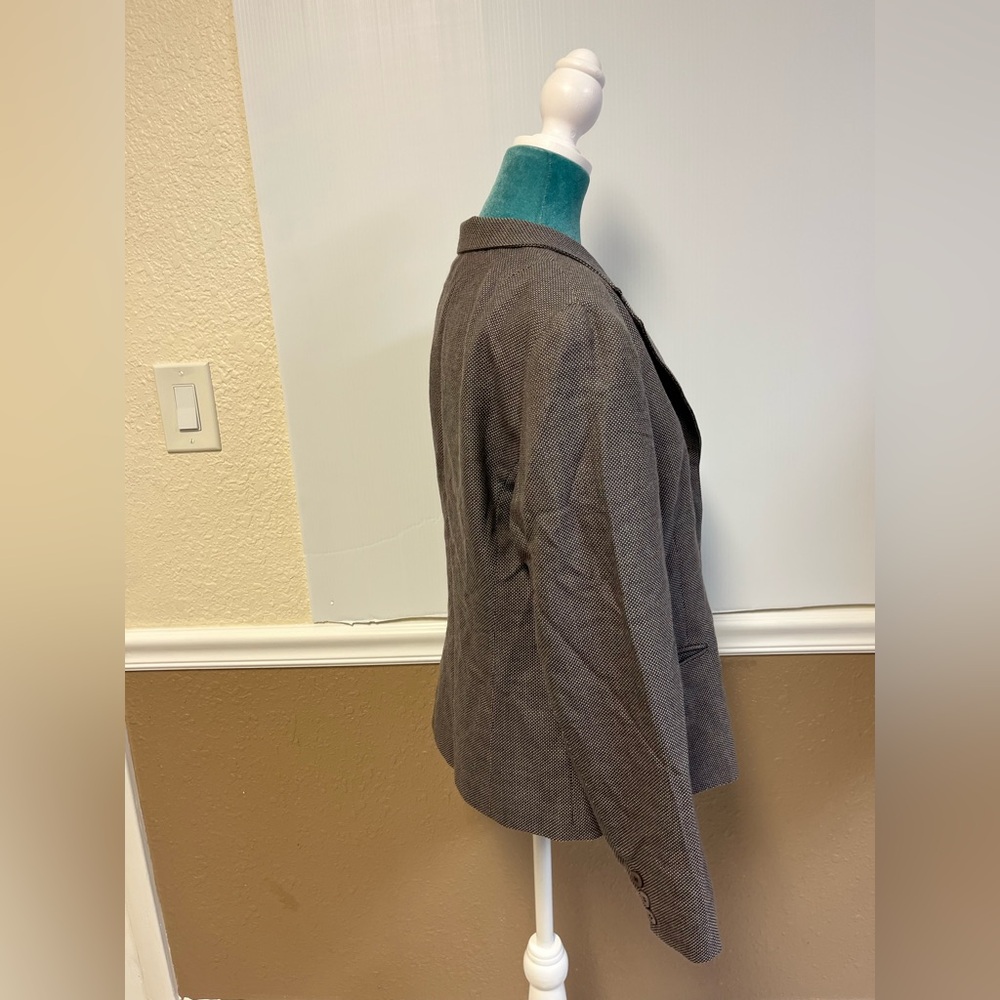 Lafayette 148 New York 100% Wool Blazer Size 12 Brown Tailored Jacket Career - Picture 6 of 10